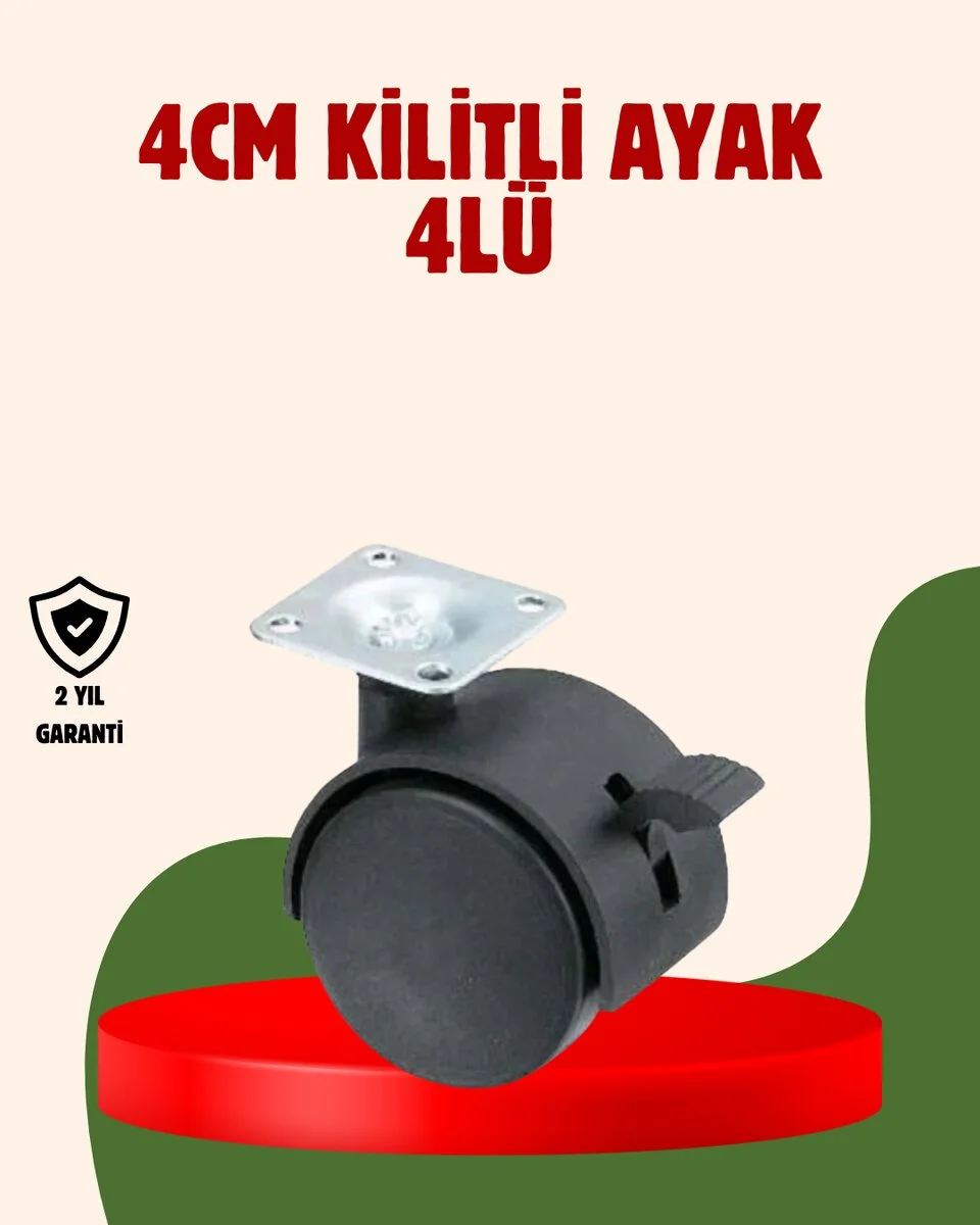 4 cm Kilitli Döner Ayak 4 Adet Sehpa ve Mobilya Ayağı