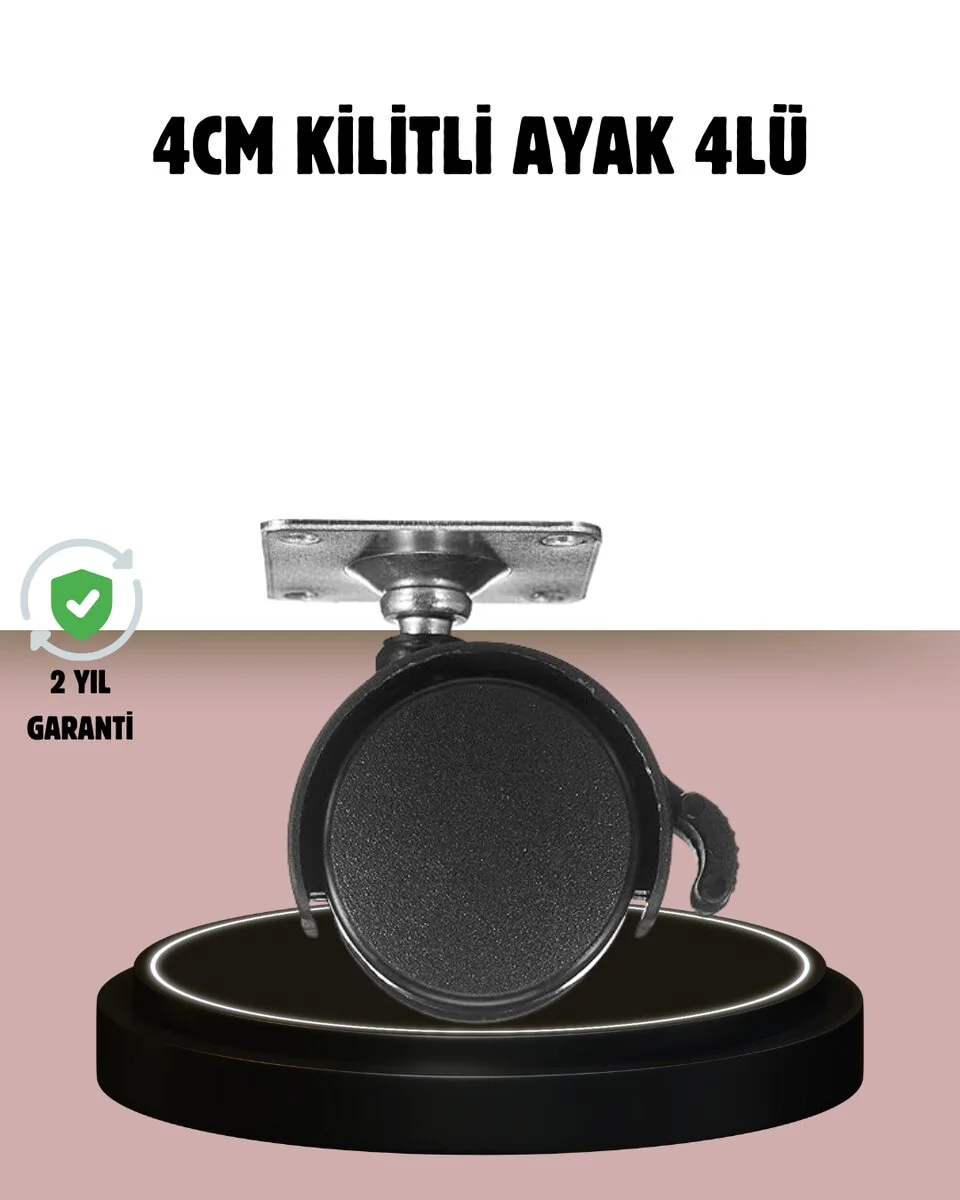 Kilitli 4 cm Tekerlek Ayak 4’lü Set Zemin Koruyucu