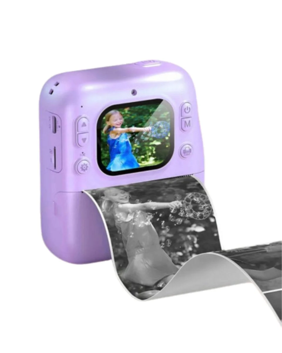 Çocuklar İçin Anında Baskılı Kamera HD Ekran 4 Rulo Kağıt 5 Kalem Set Hediyeli