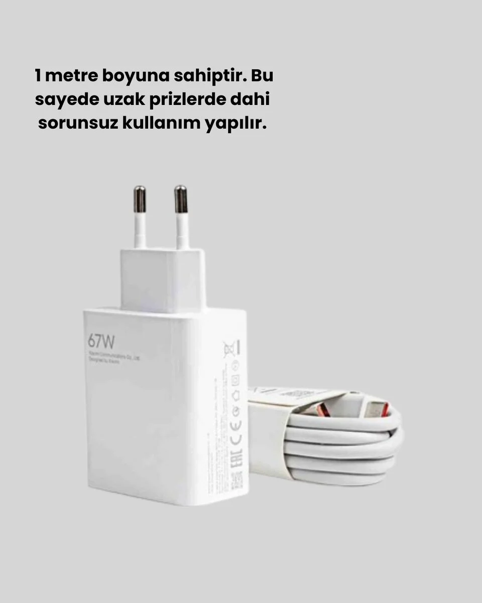 67 Watt Type C Şarj Adaptörü Poco X3 X4 X5 Pro Uyumlu