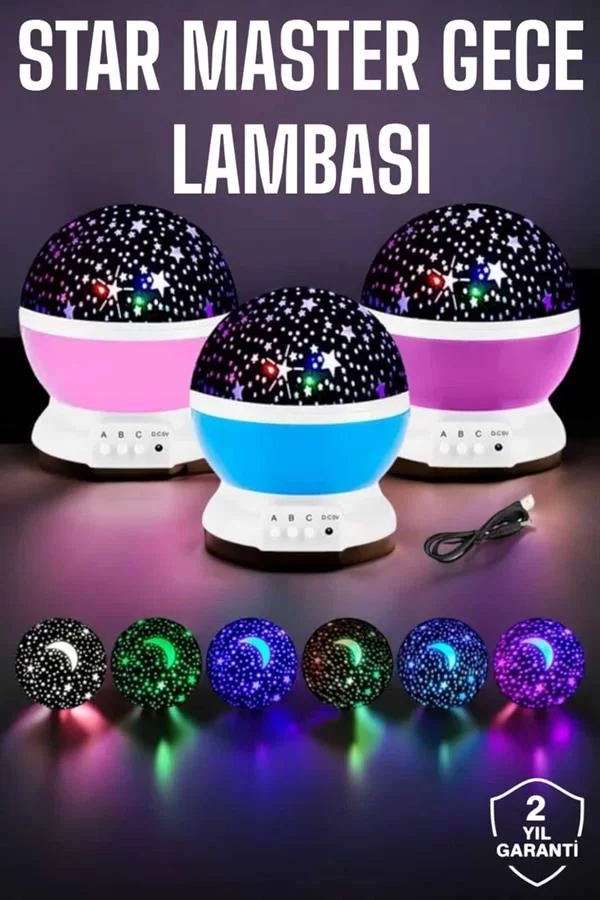 Mavi ve Mor Işıklı  Projeksiyon Lambası