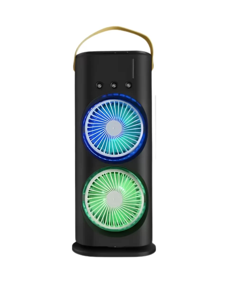 Çift Başlıklı Taşınabilir Fan RGB Işıklı Sprey Nemlendiricili Masaüstü Serinletici Fan