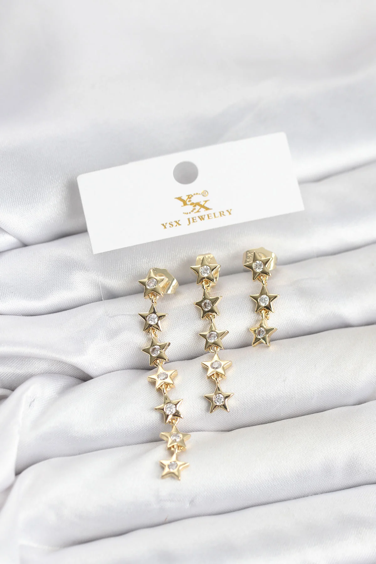Pirinç Gold Renk Yıldız Model YSX Trio Küpe Seti