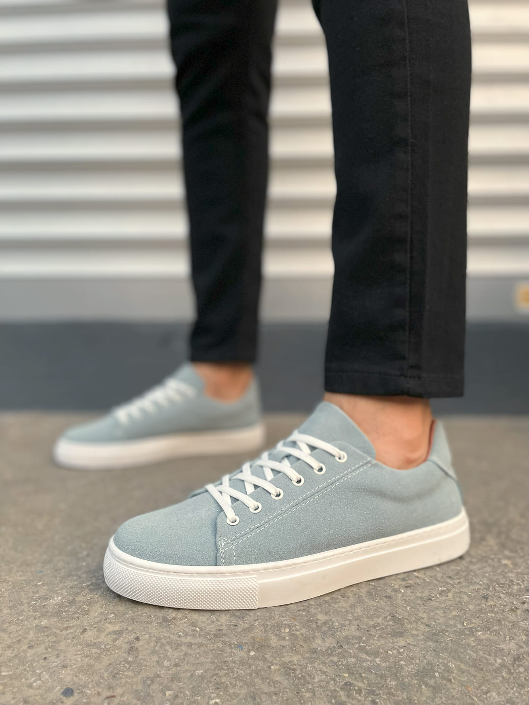 JY122 Mode Bağcıklı Süet Erkek Günlük Sneaker Ayakkabı SBT - Mavi