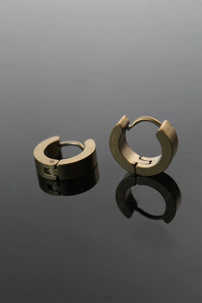 316L Çelik Gold Renk Halka Model Çift Küpe 5886