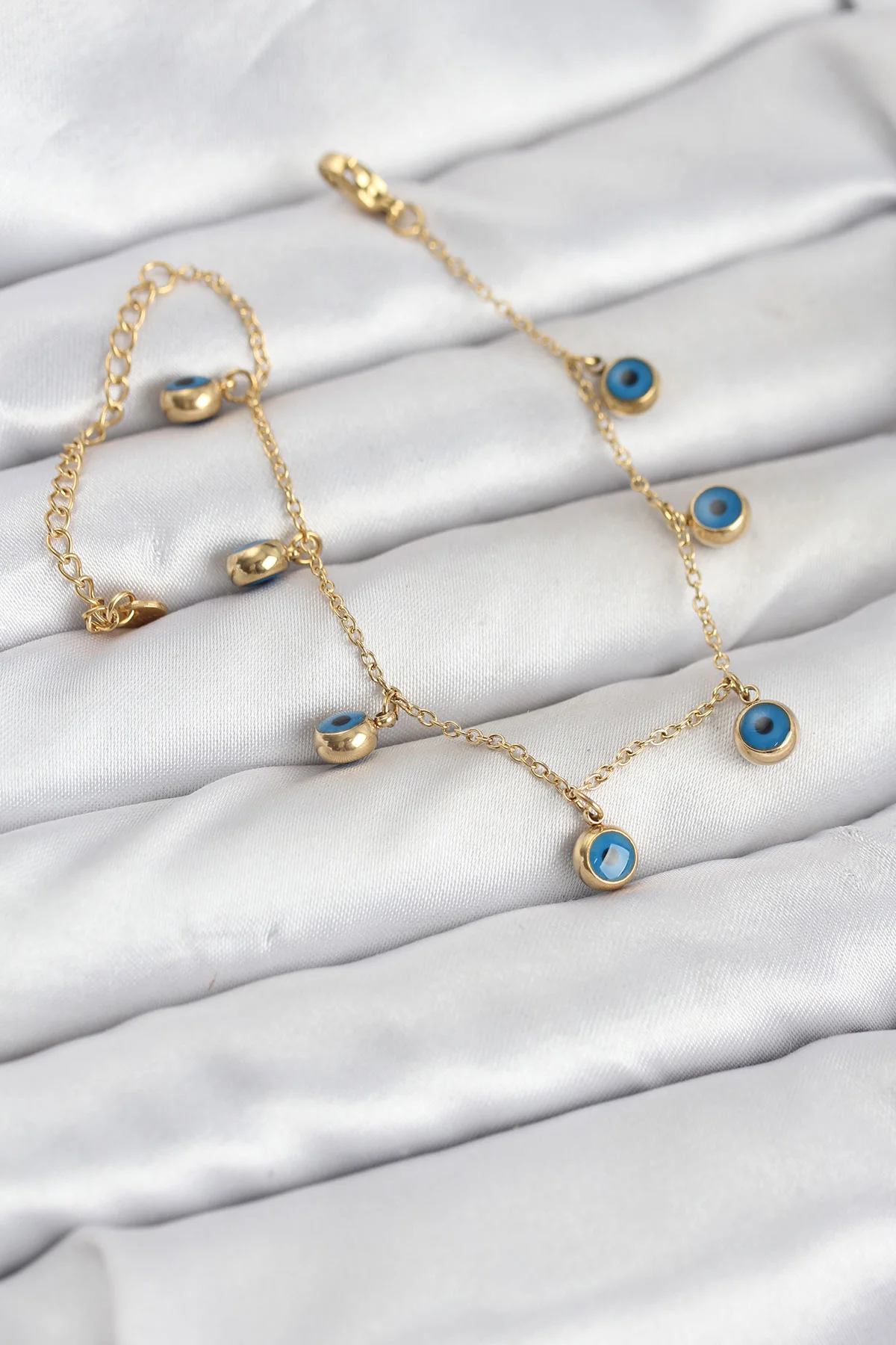 316L Çelik Gold Renk Minimal Nazar Model Kadın Bileklik