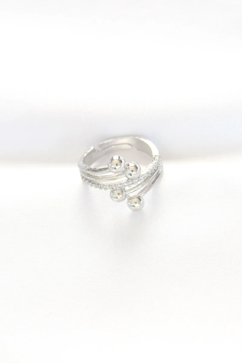 Topçuk Model Zirkon Taşlı Silver Renk Ayarlanabilir Yüzük 5886