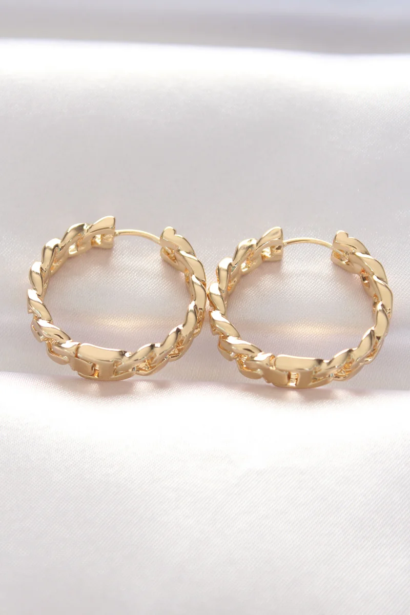 Pirinç Gold Renk Zincir Model Halka Küpe 5886