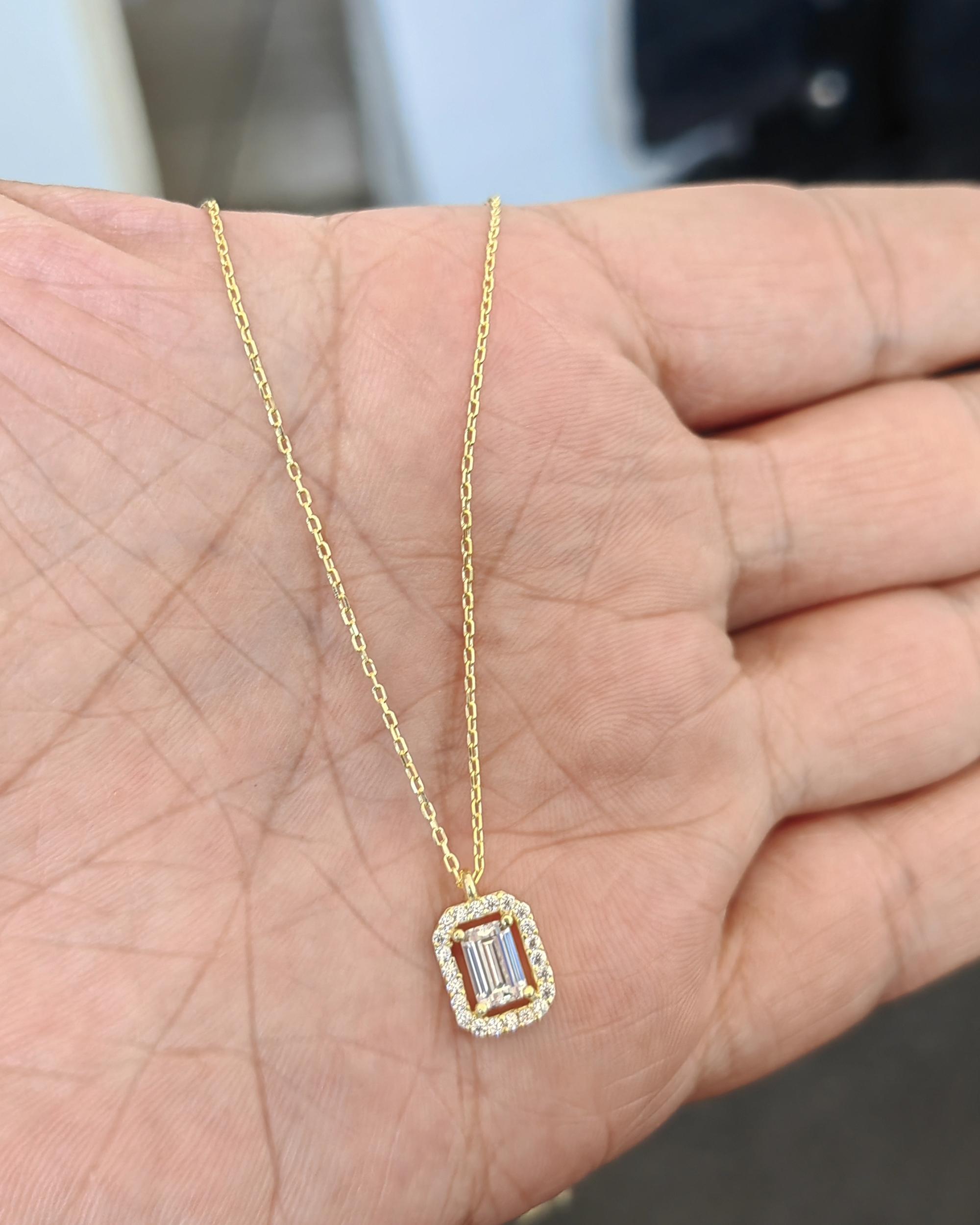 Baget Taşlı Pırlanta Model Gümüş Kolye