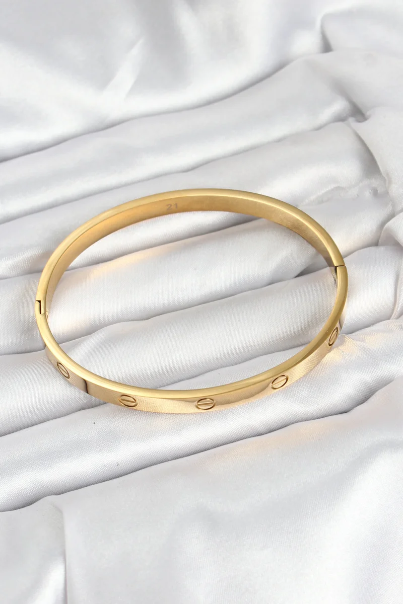 316L Çelik Gold Renk 65 mm Kadın Kelepçe Bileklik 5886