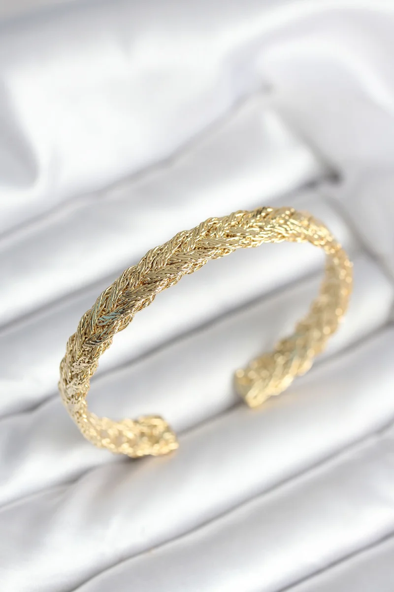 Ezme Zincir Model Gold Renk Kadın Bileklik 5886