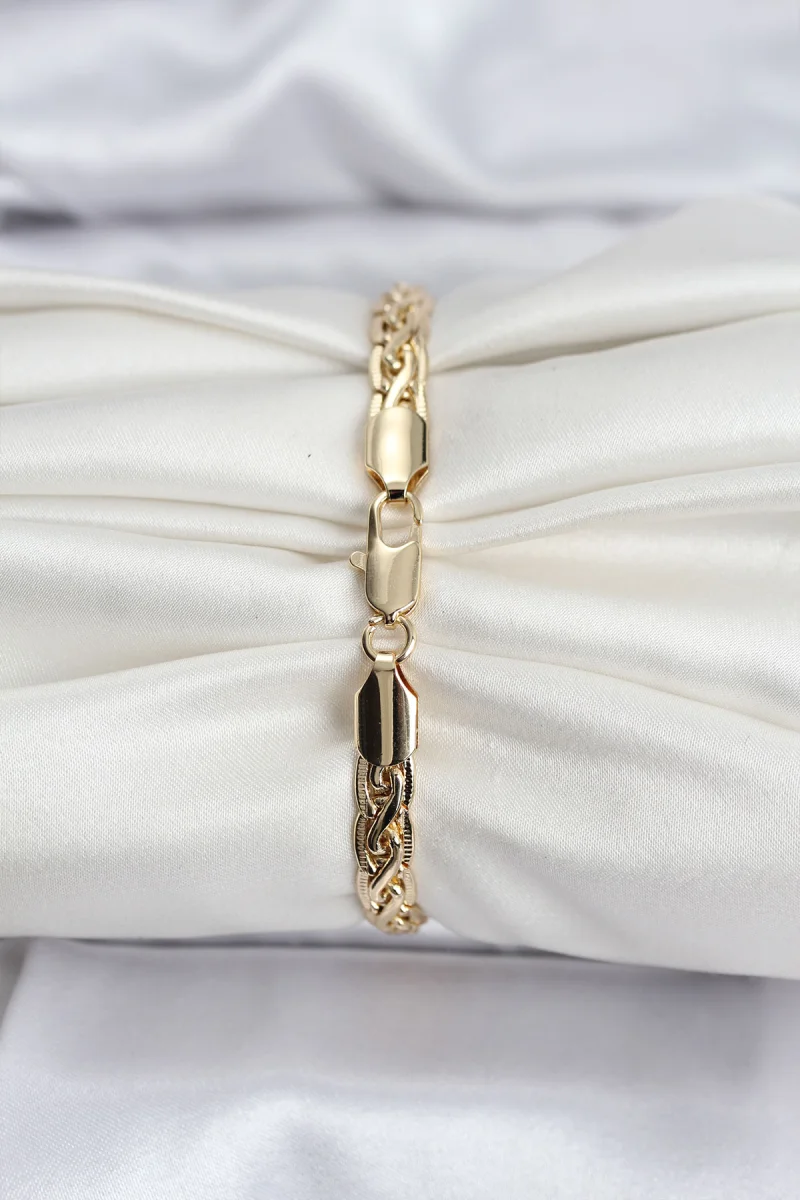 14K Gold Renk Kaplama Lazer Zincir Model CM Kadın Bileklik 5886