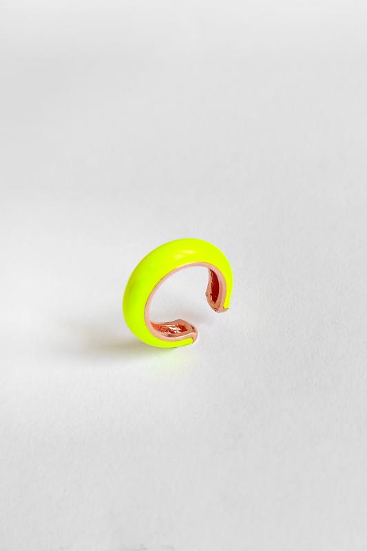 Neon Sarı Mineli Gümüş Kıkırdak Küpe