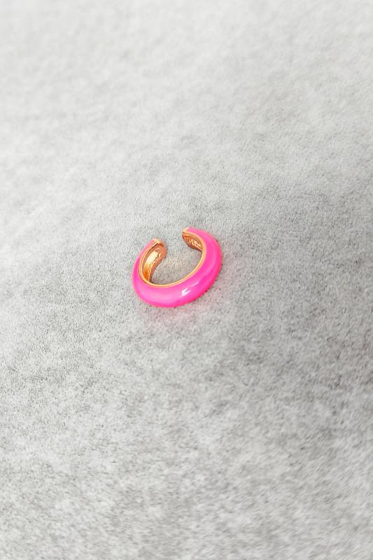 Pembe Neon Mineli Gümüş Kıkırdak Küpe