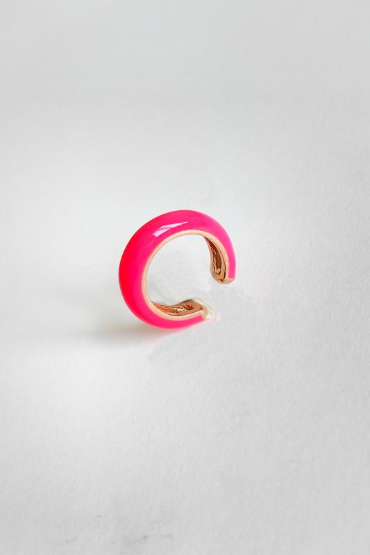 Pembe Neon Mineli Gümüş Kıkırdak Küpe