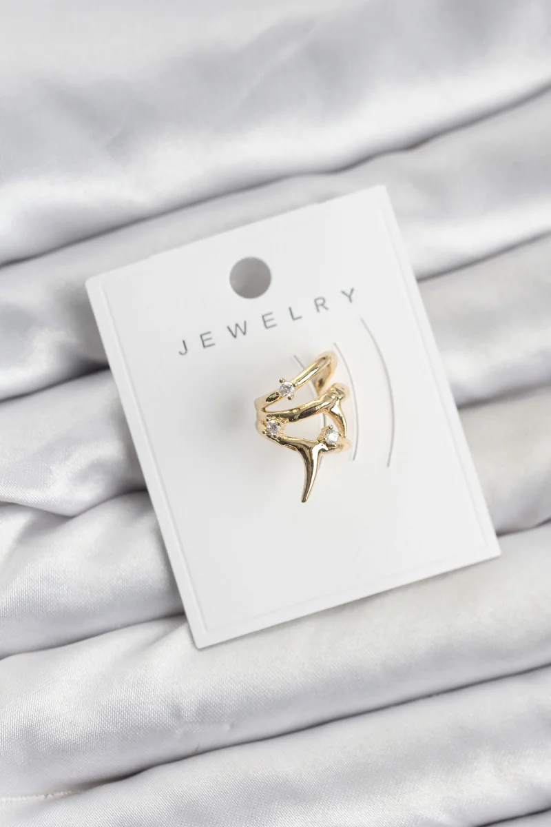 Gold Renk Pirinç Diken Model Kıkırdak Earcuff Küpe 5886