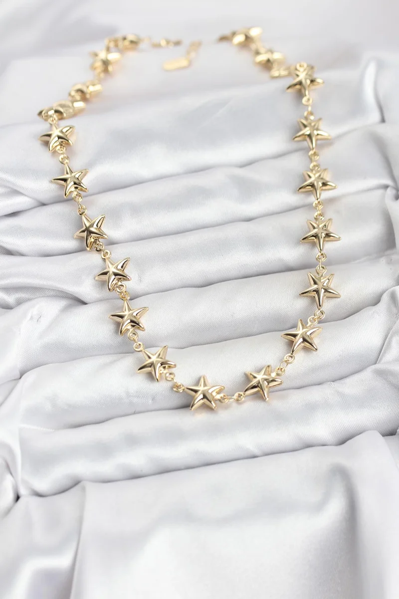 Yıldız Model Pirinç Gold Renk Kadın Kolye 5886