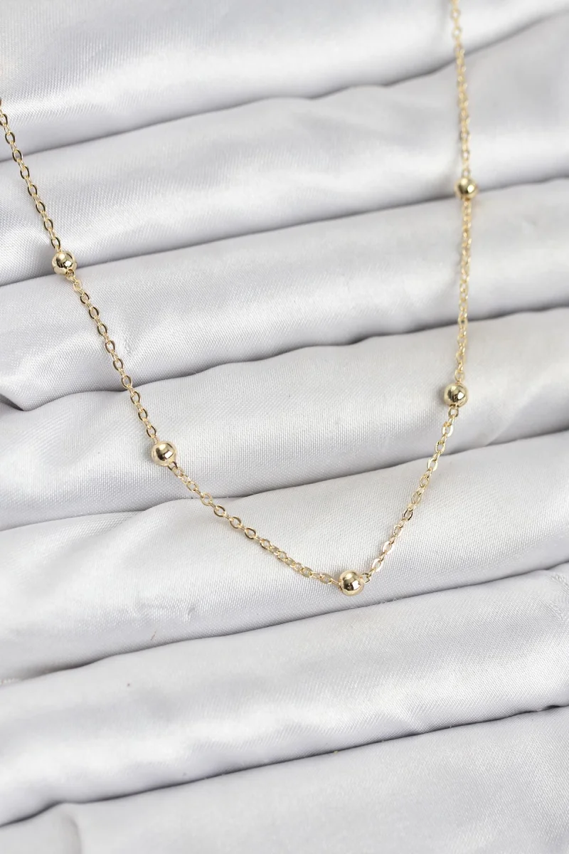 CM Gold Renk Top Zincirli Kadın Kolye 5886
