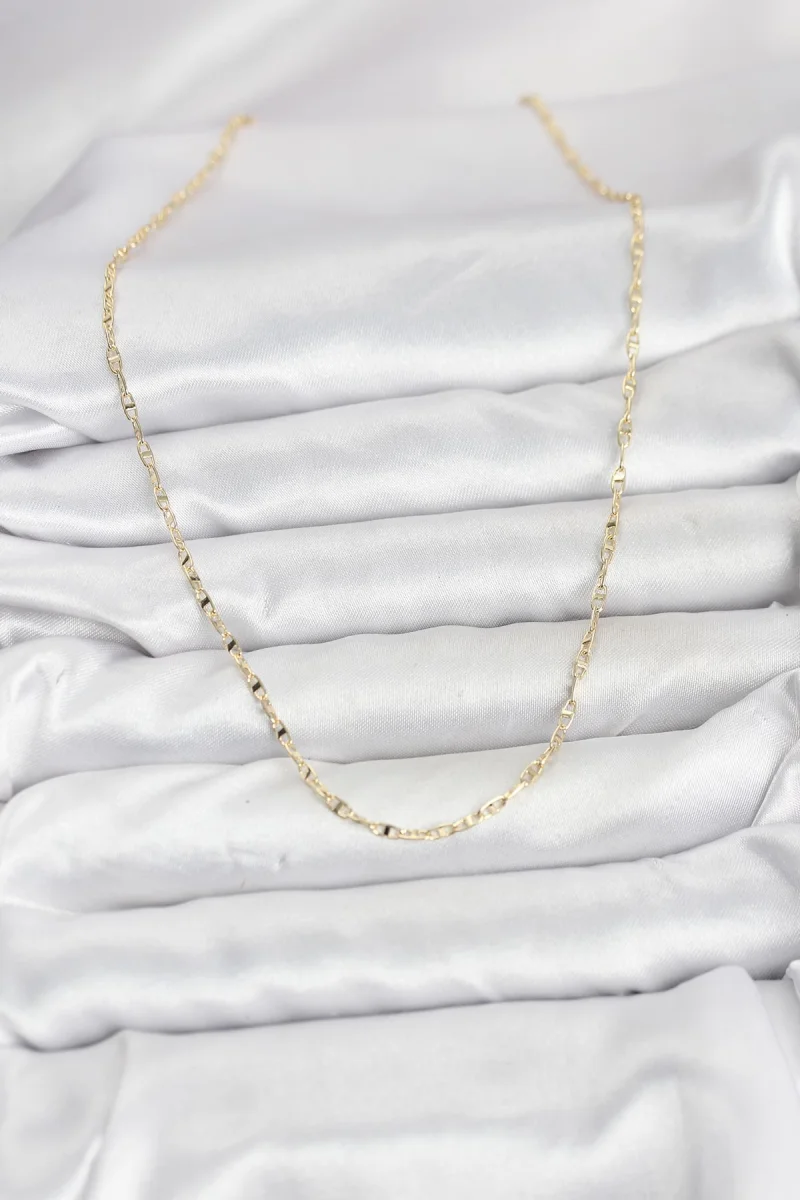 CM 14K Gold Renk Pirinç Gemi Zinciri Model Kadın Kolye 5886