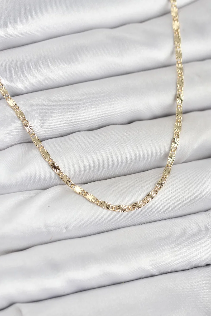 CM 14K Gold Renk Lazerli Zincir Model Kadın Kolye 5886