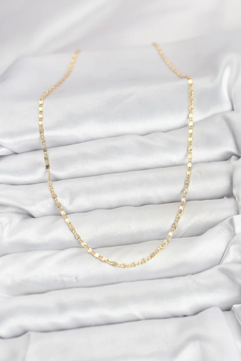 CM 14K Gold Renk Lazer İnce Zincirli Kadın Kolye 5886