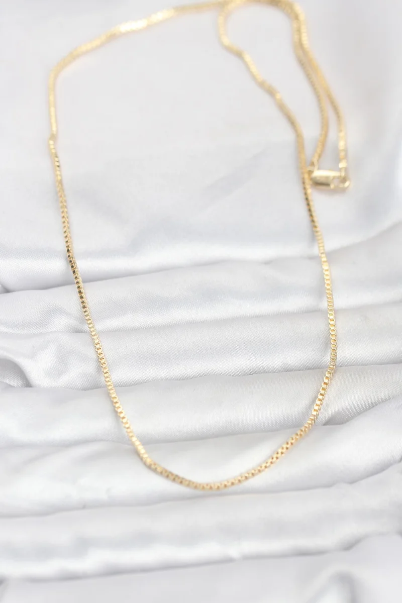 CM 14K Gold Renk Kare Zincirli Model 60 cm Kadın Kolye 5886