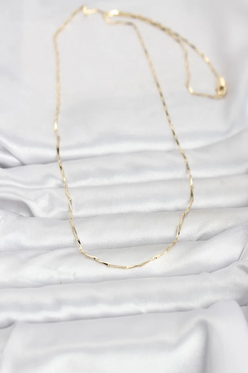CM 14K Gold Renk Çubuk Kesme Zincir Model 60 cm Kadın Kolye 5886