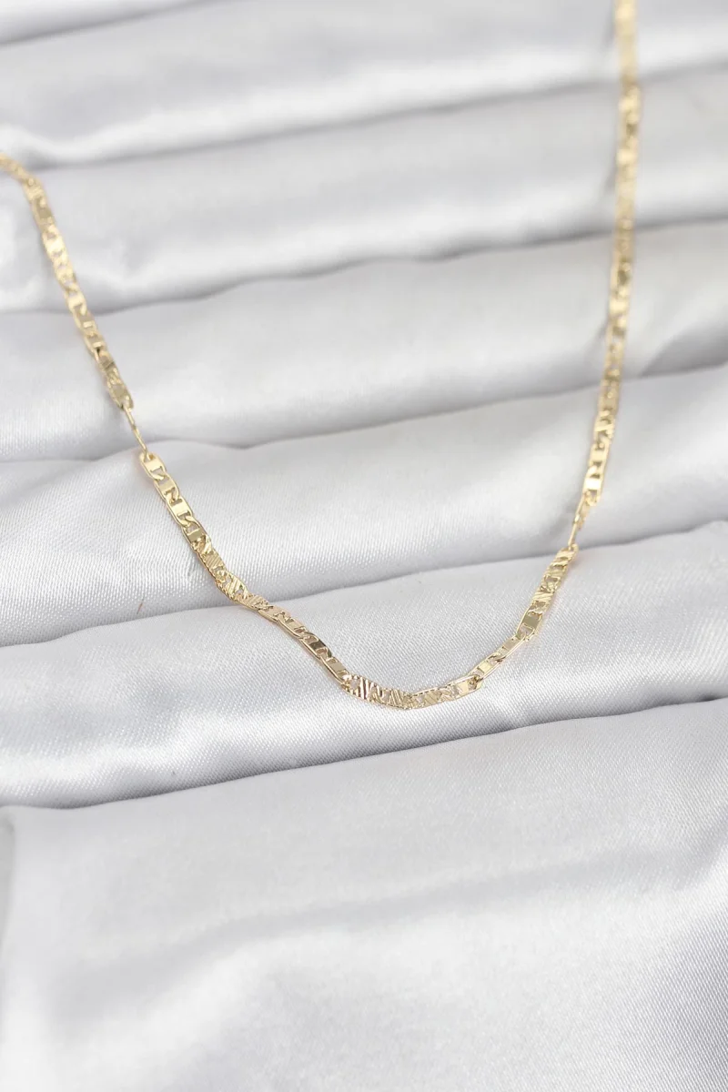 CM 14K Gold Renk Yassı Zincir Model 60 cm Kadın Kolye 5886