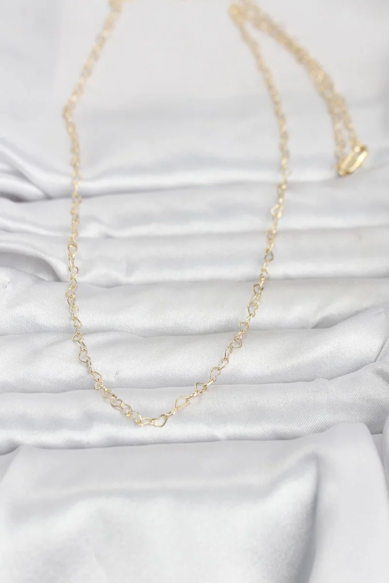 CM 14K Gold Renk Kalp Zincirli 60 cm Kadın Kolye 5886