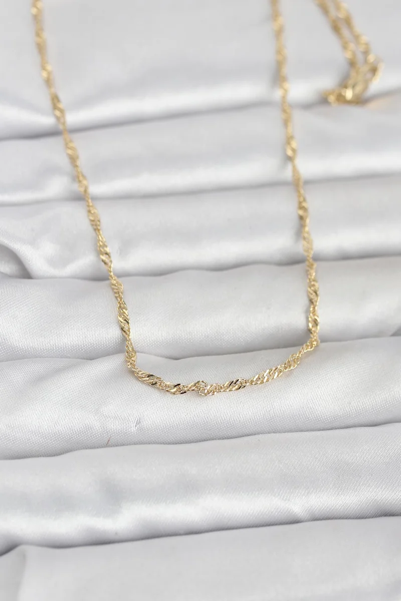 CM 14K Gold Renk Burgu Zincirli 60 cm Kadın Kolye 5886
