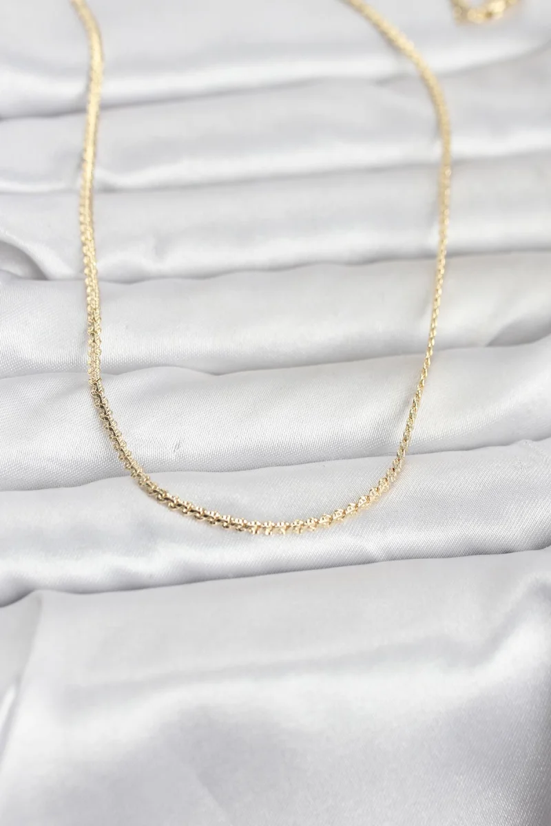 CM 14K Gold Renk Yassı Zincir Model 60 cm Kadın Kolye 5886