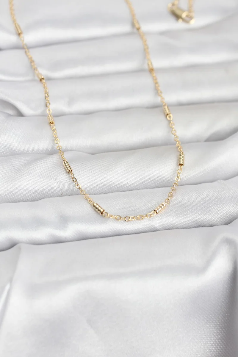 CM 14K Gold Renk Bar Zincir Model 60 cm Kadın Kolye 5886