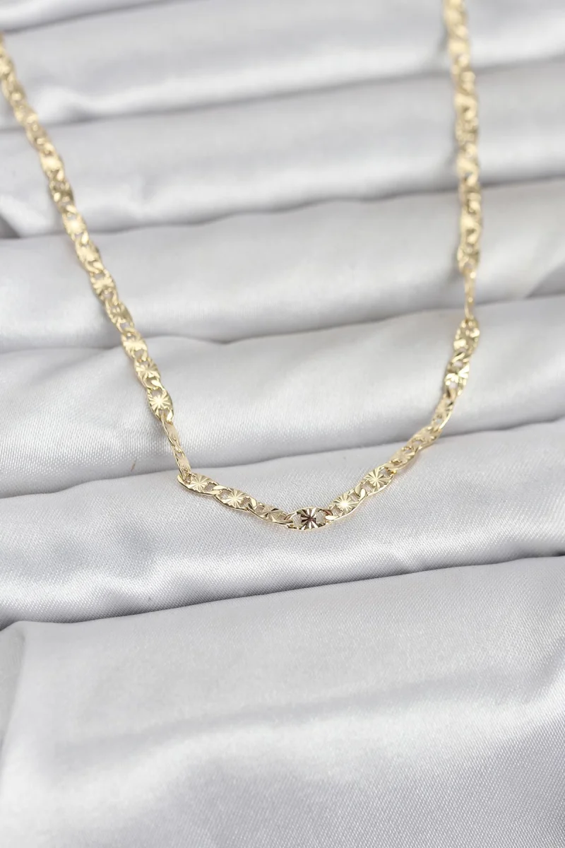 CM 14K Gold Renk Lazer Zincirli Model 60 cm Kadın Kolye 5886