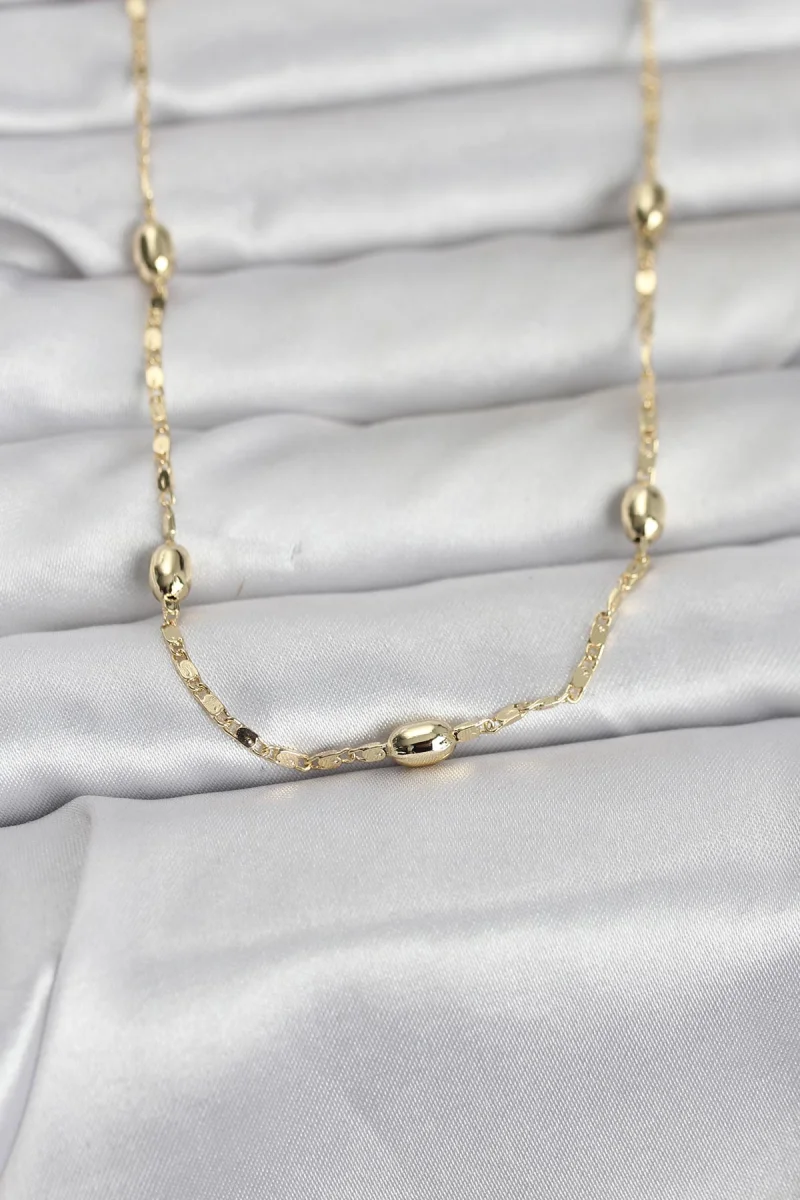 CM 14K Gold Renk Damla Topçuklu Zincir Model 60 cm Kadın Kolye 5886