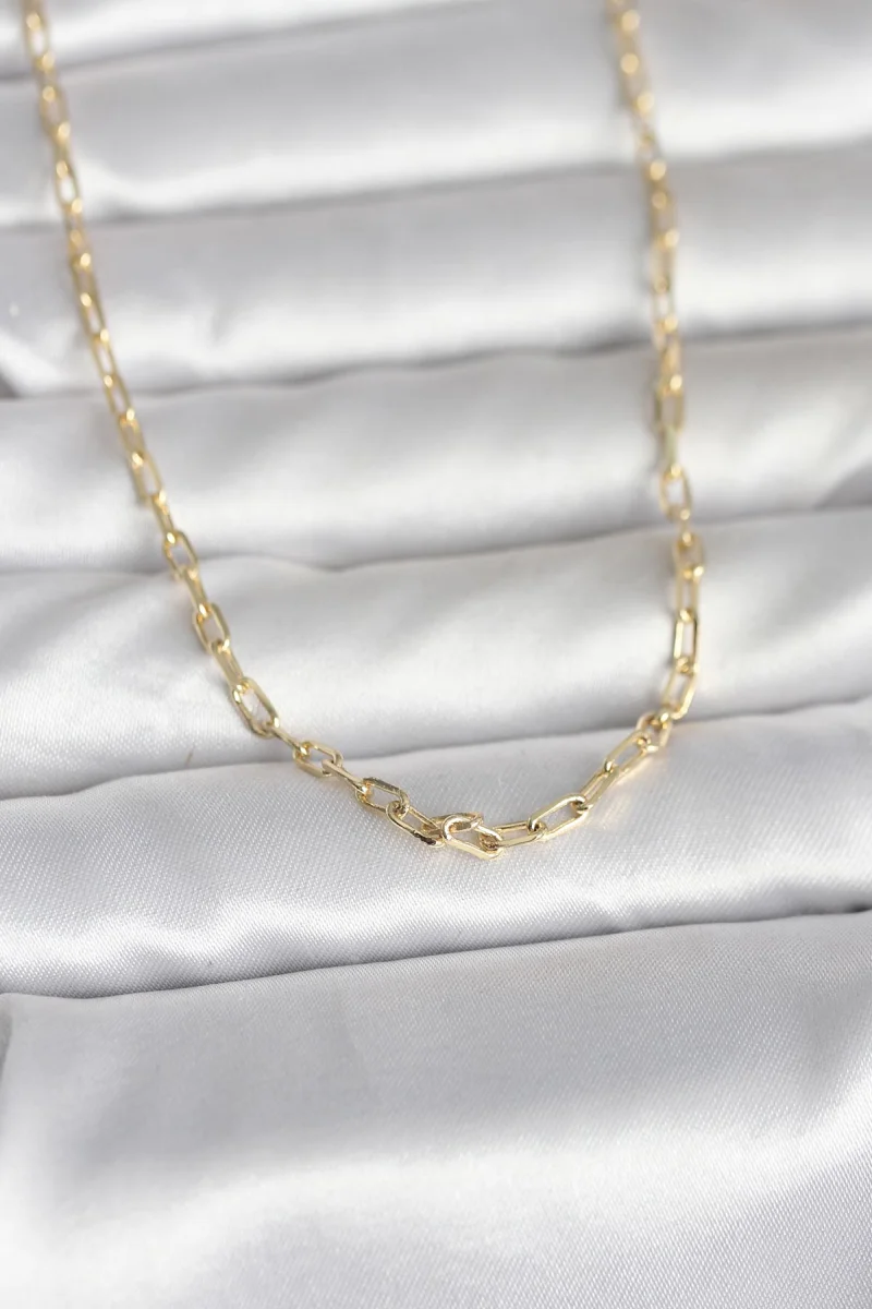 CM 14K Gold Renk Ataç Zincir Model 60 cm Kadın Kolye 5886