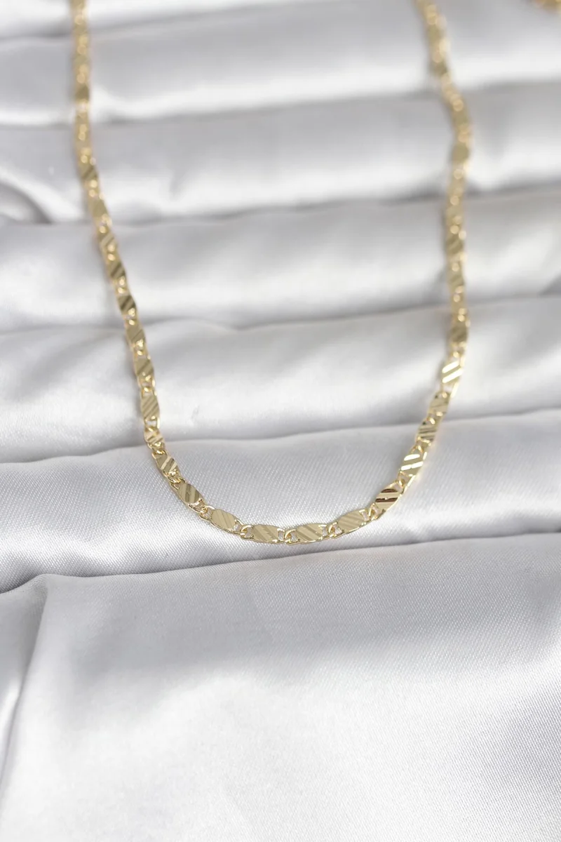 CM 14K Gold Renk Çizgi Lazer Model 60 cm Kadın Kolye 5886