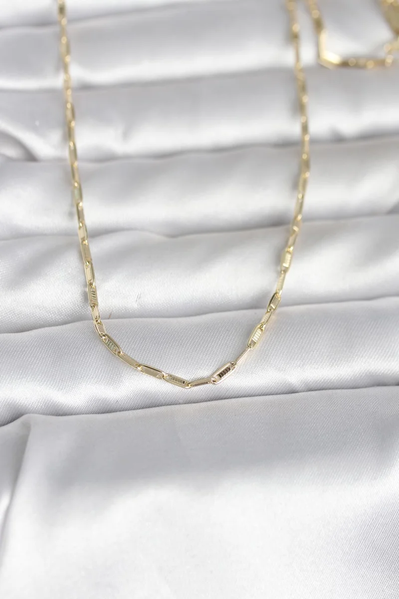 CM 14K Gold Renk İnce Ataç Zincir Model 60 cm Kadın Kolye 5886
