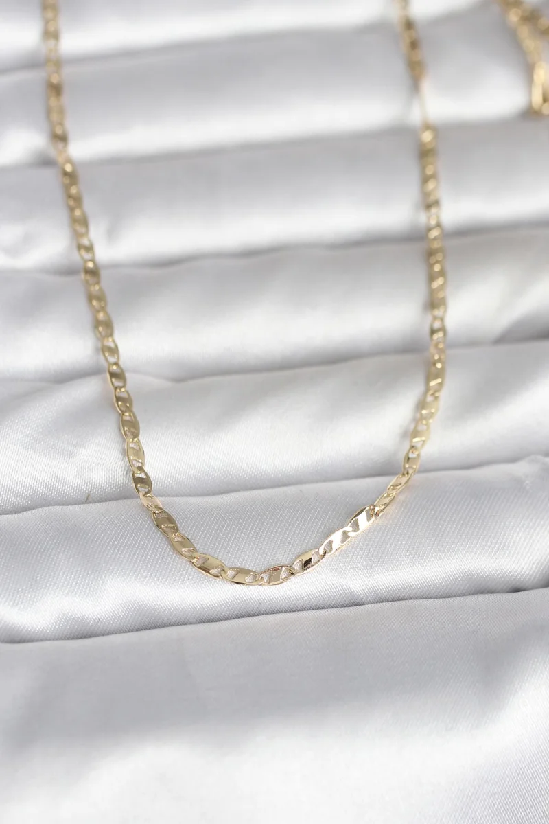 CM 14K Gold Renk Yassı Zincir Model 60 cm Kadın Kolye 5886