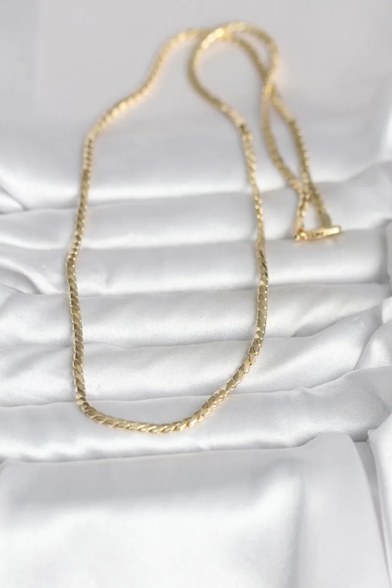 CM 14K Gold Renk Yassı Model 60 cm Kadın Kolye 5886