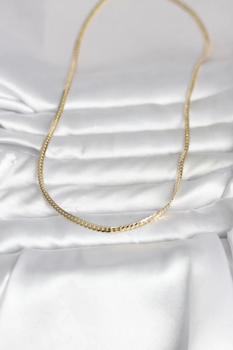 CM 14K Gold Renk Yassı Zincir Model 45 cm Kadın Kolye 5886