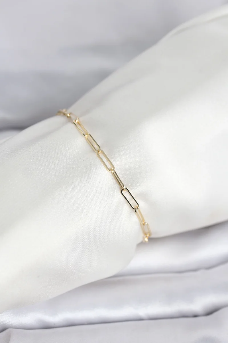 CM 14K Gold Renk Ataç Zincir Model Kadın Bileklik 5886