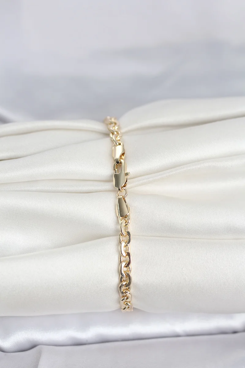 CM 14K Gold Renk Zincir Model Kadın Bileklik 5886