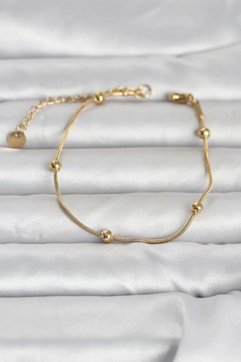 316L Çelik Gold Renk Top Zincirli Kadın Bileklik 5886