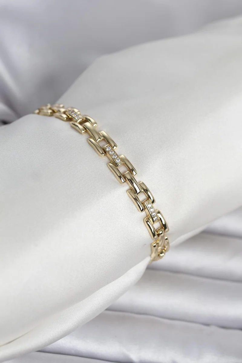 Xuping Zincir Model Gold Renk Kadın Bileklik 5886