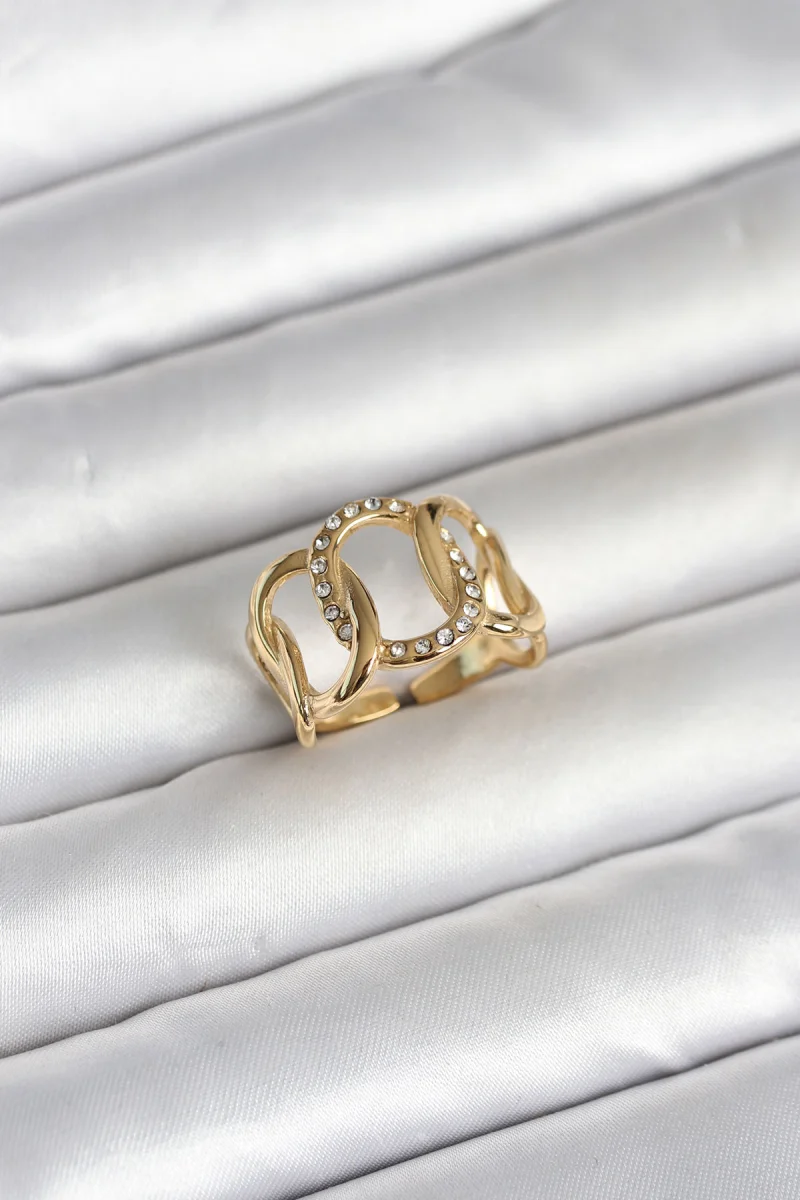 316L Çelik Gold Renk Samanyolu Model Kadın Yüzük 5886
