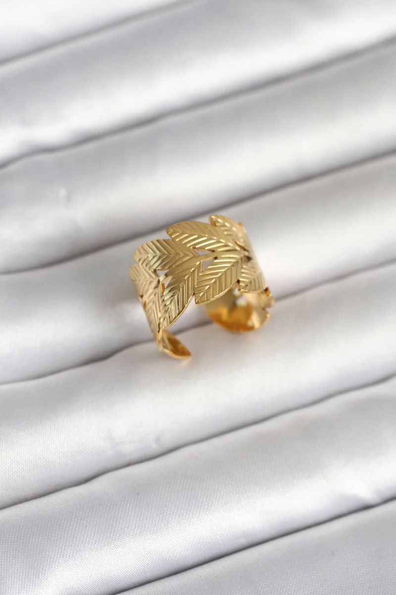 316L Çelik Gold Renk Başak Modeli Kadın Yüzük 5886