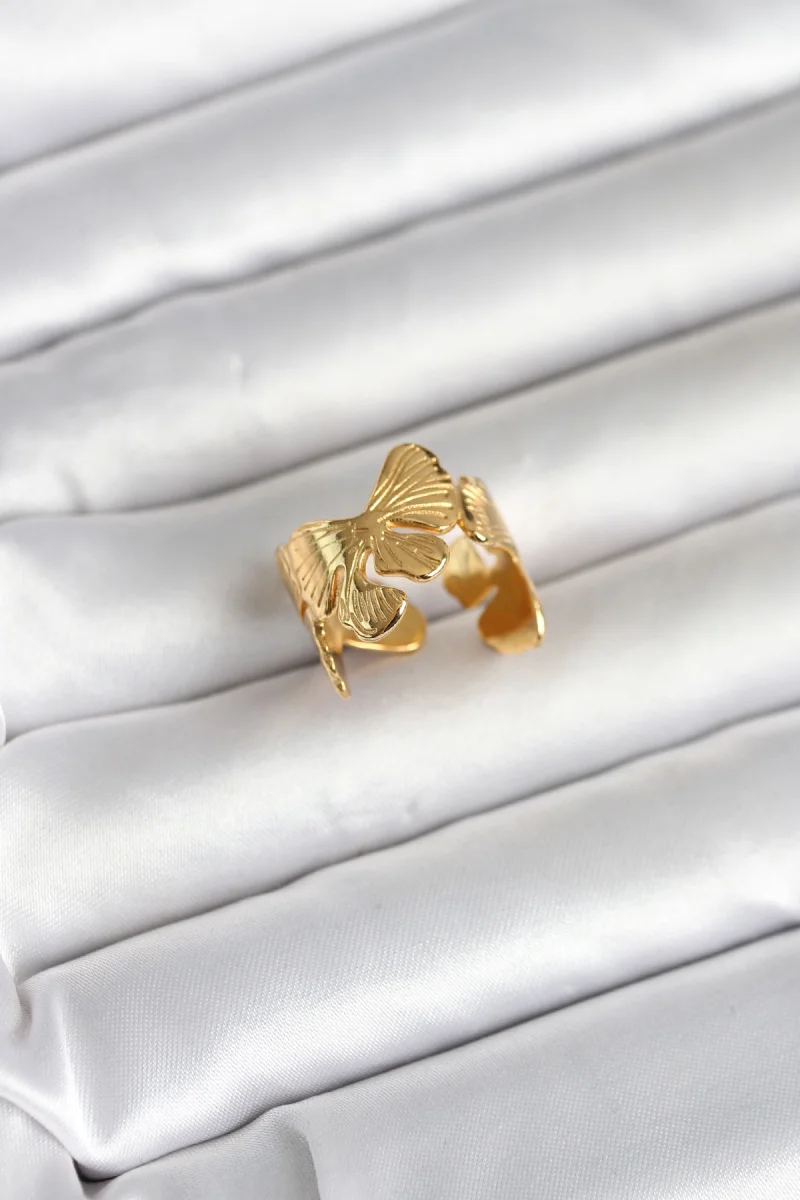 316L Çelik Gold Renk Lotus Model Kadın Yüzük 5886