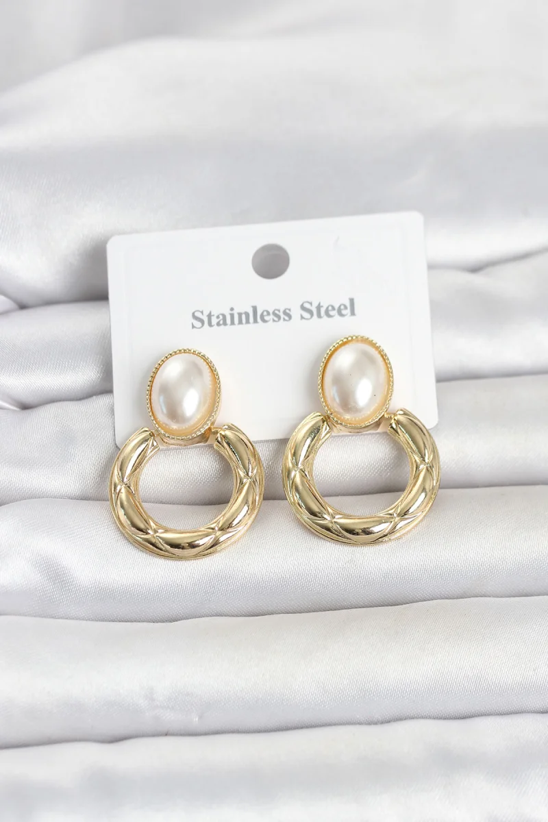 316L Çelik Gold Renk Vintage Model Kadın Küpe 5886