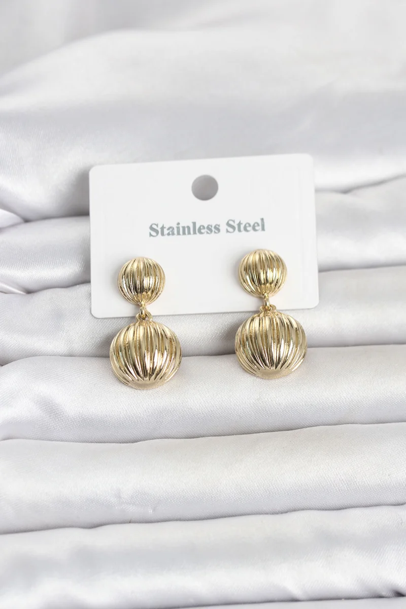 316L Çelik Gold Renk Vintage Model Kadın Küpe 5886