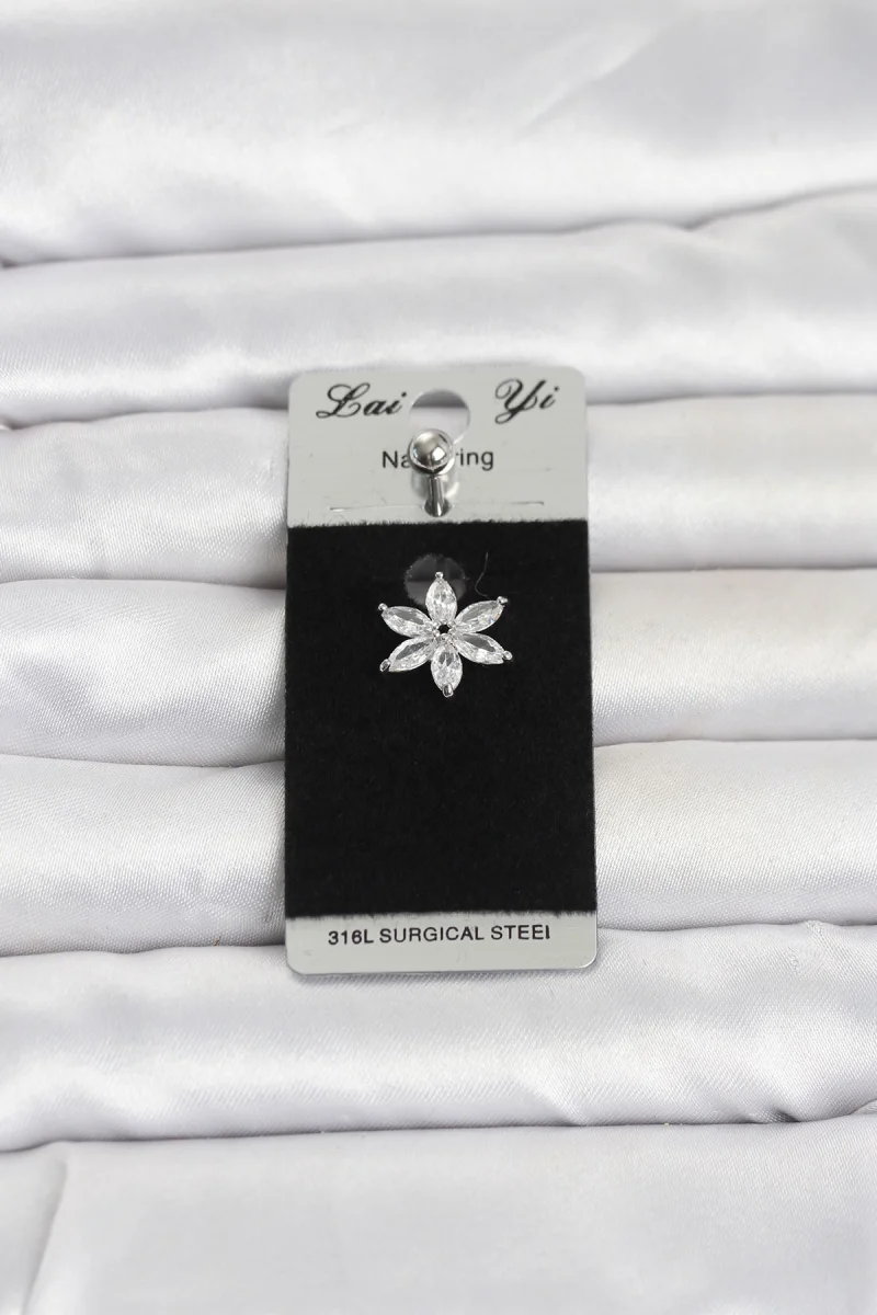 316L Cerrahi Çelik Lotus Model Göbek Piercing 5886